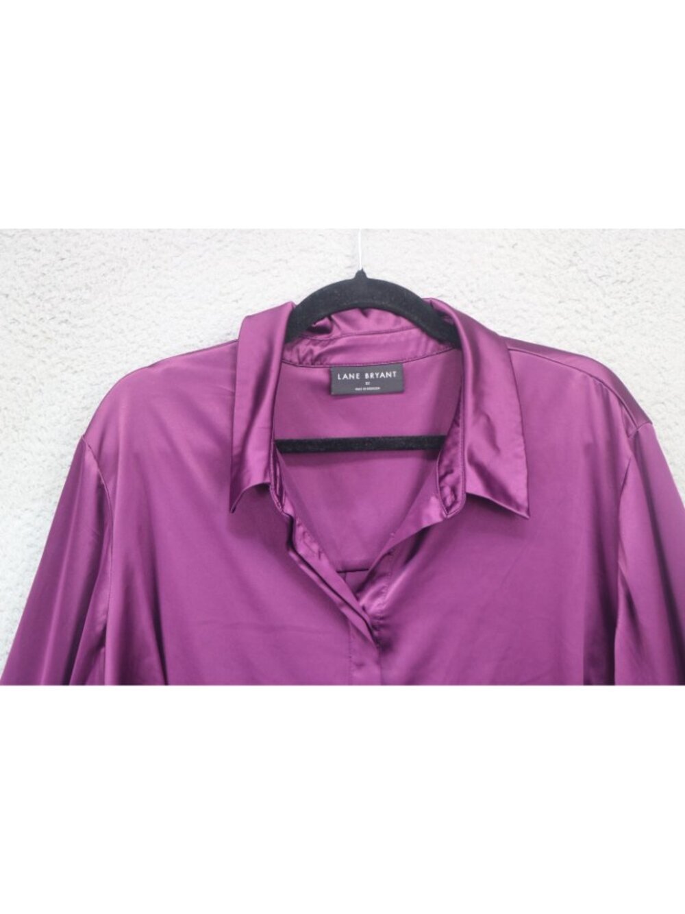 Lane Bryant Button Up Long Sleeve Purple Satin Blouse-Size 22-Whimsigoth - Picture 2 of 12